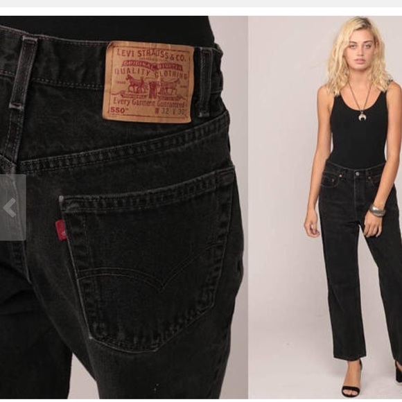 Vintage Levi’s 550 high waisted mom jeans dark blk - Picture 2 of 7